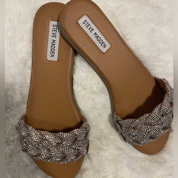 Steve Madden Women's Phayra Rhinestone Braided Slides Size 10 - Picture 5 of 12